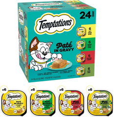 Temptations Chicken, Seafood & Backyard Cookout Variety Pack Pate in Gravy Adult Wet Cat Food Temptations Chicken, Seafood & Backyard Cookout Variety Pack Pate in Gravy Adult Wet Cat Food