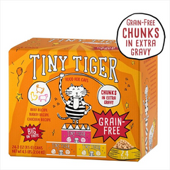 Tiny Tiger Grain-Free Chunks in EXTRA Gravy Beef & Poultry Recipes Variety Pack Canned Cat Food Tiny Tiger Grain-Free Chunks in EXTRA Gravy Beef & Poultry Recipes Variety Pack Canned Cat Food