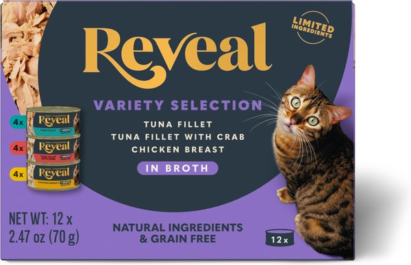 Reveal Natural Grain-Free Variety Fish & Chicken in Broth Flavored Wet Cat Food