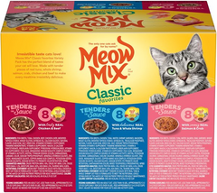 Meow Mix Classic Favorites Tenders in Sauce Variety Pack Wet Cat Food