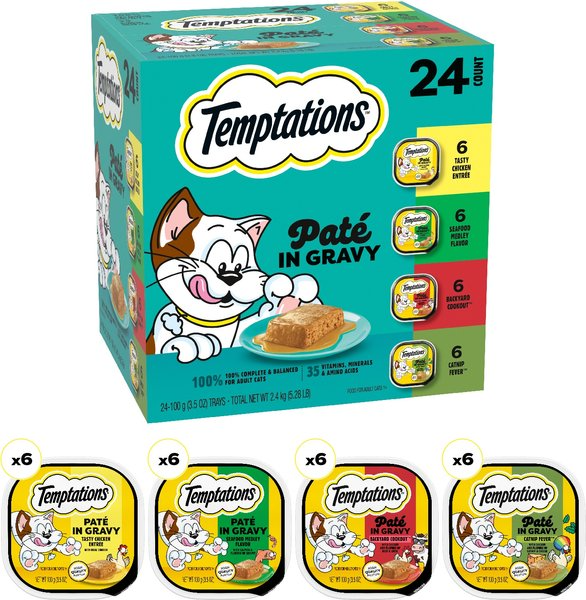 Temptations Chicken, Seafood & Backyard Cookout Variety Pack Pate in Gravy Adult Wet Cat Food